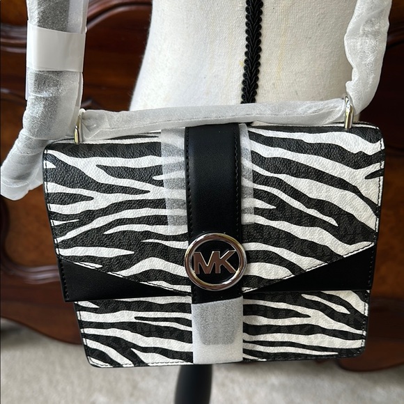 MK Greenwich Small Zebra Print Calf Hair Crossbody Bag - Picture 9 of 16